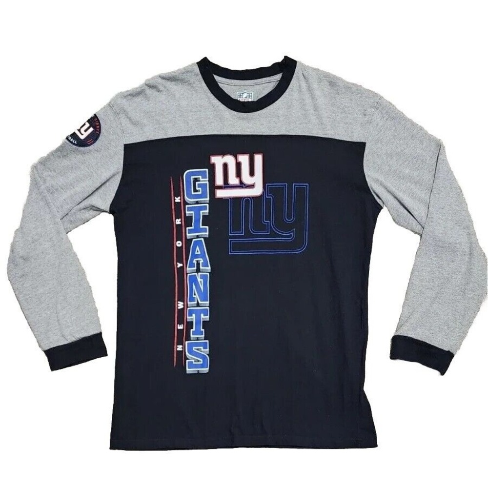 Retro Long Sleeve New York Giants Long Sleeve‎ Shirt Color Block NFL